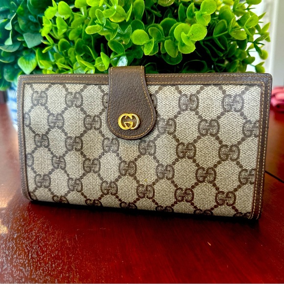 Rare 1970s Vintage GUCCI Trifold  Brown Monogram Wallet EUC - Picture 1 of 12